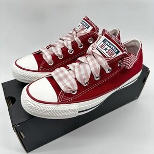 Converse Chuck Taylor All Star Shoes Womens Size 6 Red Gingham Sneakers A13662C